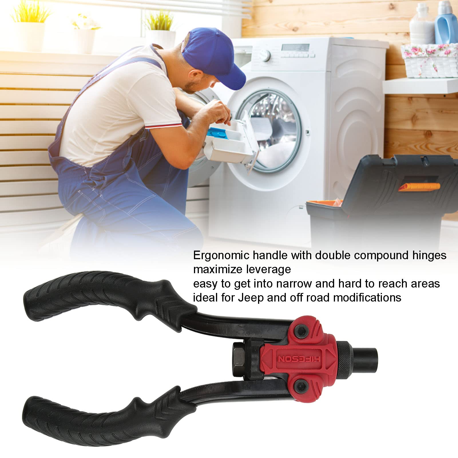 Remachadora manual con brazo de 27 veces, remachadora manual de acero al carbono tratado térmicamente con carrera de 7 mm para maquinaria, electrodomésticos, muebles