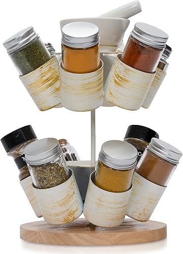 Miniatura 7 de Made Easy Kit Organizador de carrusel para especias y condimentos con mortero y mortero (negro)