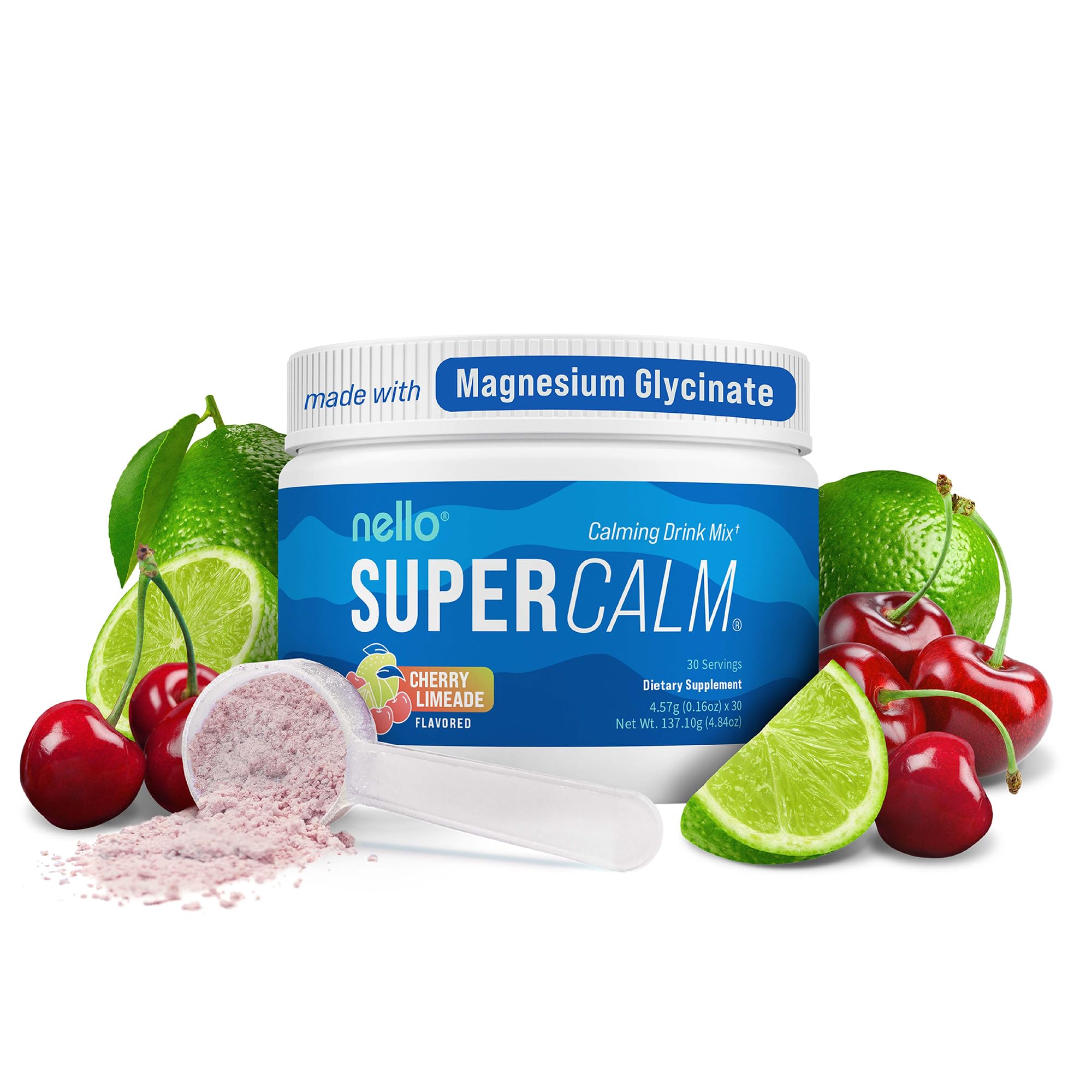 Nello Supercalm Powdered Drink Mix Tub, Cortisol Reducer* and Sleep Aid Supplement, L Theanine, Ksm-66 Ashwagandha, Magnesium Glycinate, Vitamin D 3, No Sugar, Non GMO, On The Go, 30 Ct, Blue Coconut — Amazon image 23