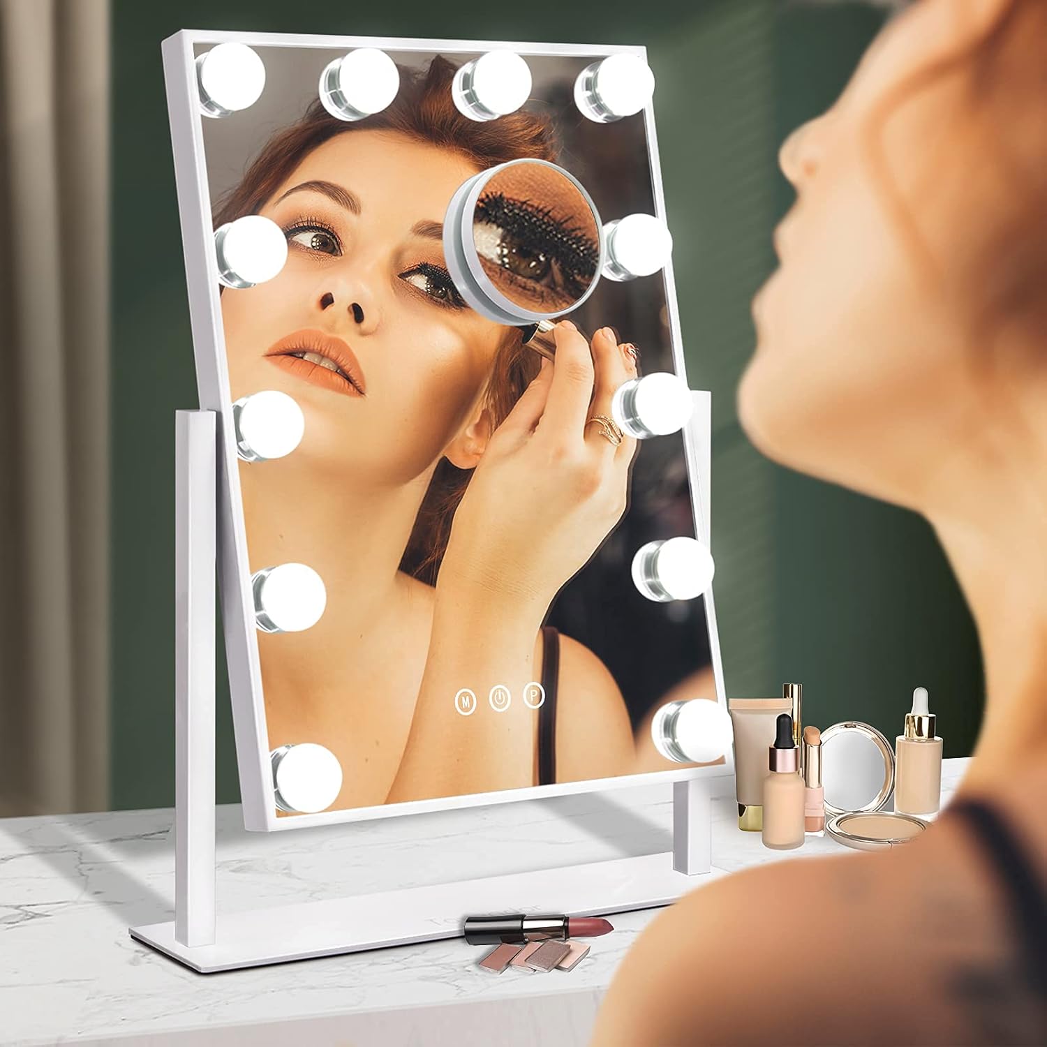 Tovendor Personal Makeup Mirror for Bedroom, Large 20 Inch Hollywood Vanity Mirror with Lights, 12PCS Dimmable Bulbs & 3 Color Lighting Modes (Shatterproof Package, Plug in Powered) -