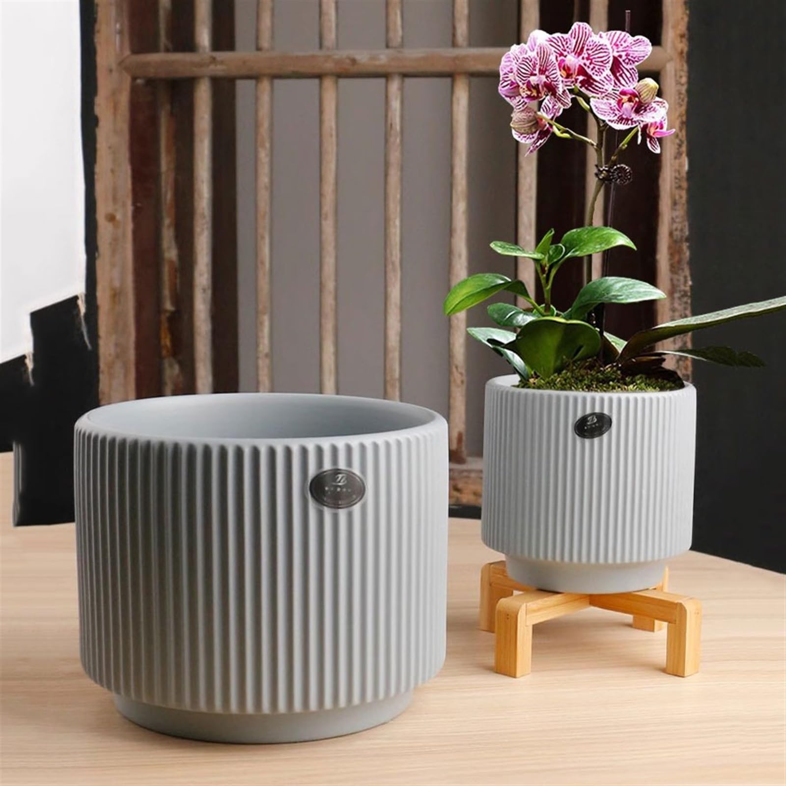 doniczki, Ceramiczna doniczka bardzo duża kaliber Phalaenopsis z tacką do wiszących róż storczykowych wnętrz(White,S)