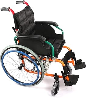 jjff Silla de Ruedas Plegable para niños Scooter de Viaje en Silla de Ruedas Manual portátil con Respaldo Plegable y cojín de Asiento para discapacitados, niños lesionados