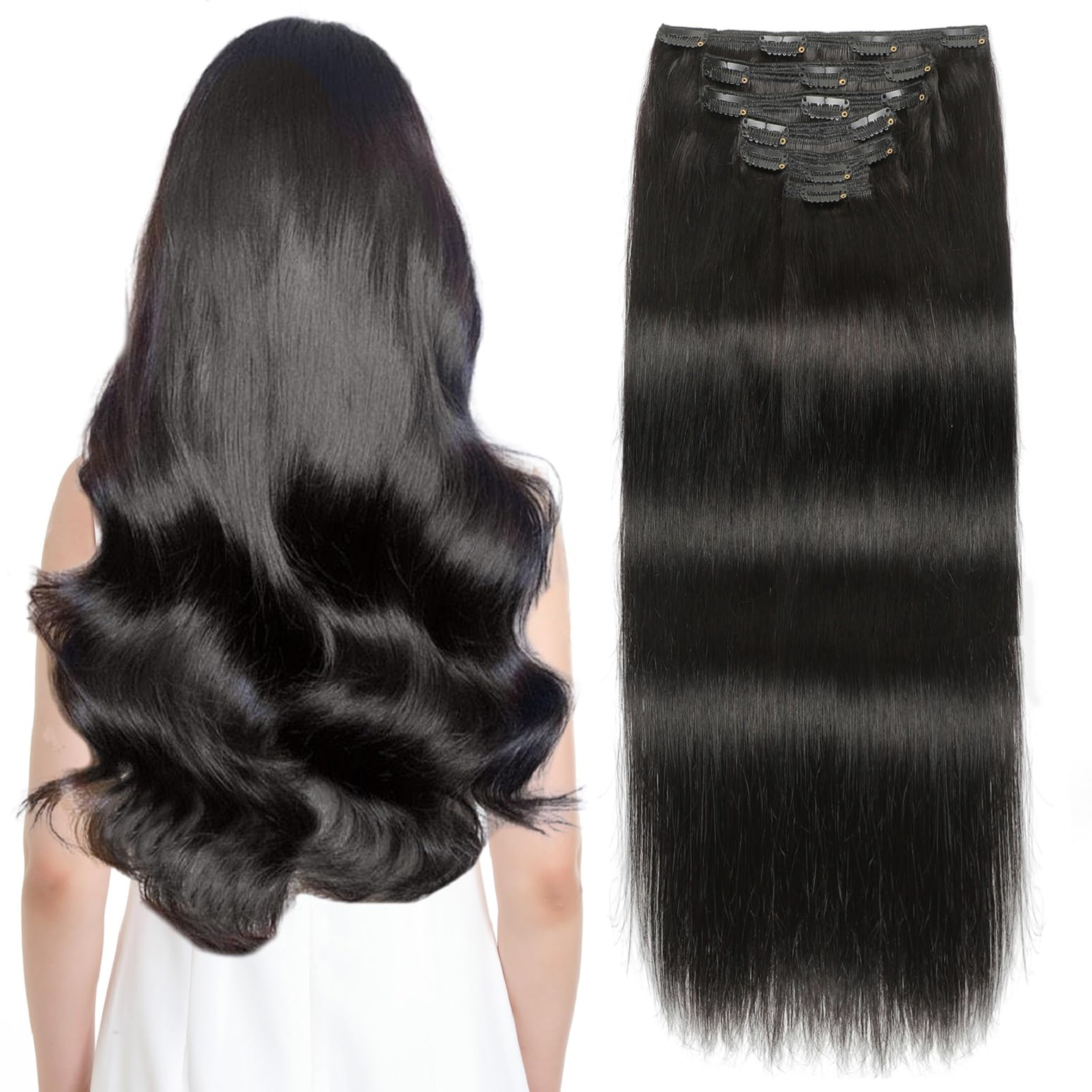 Amazon.com : Sisily Clip in Hair Extensions Real Human Hair  display picture 3