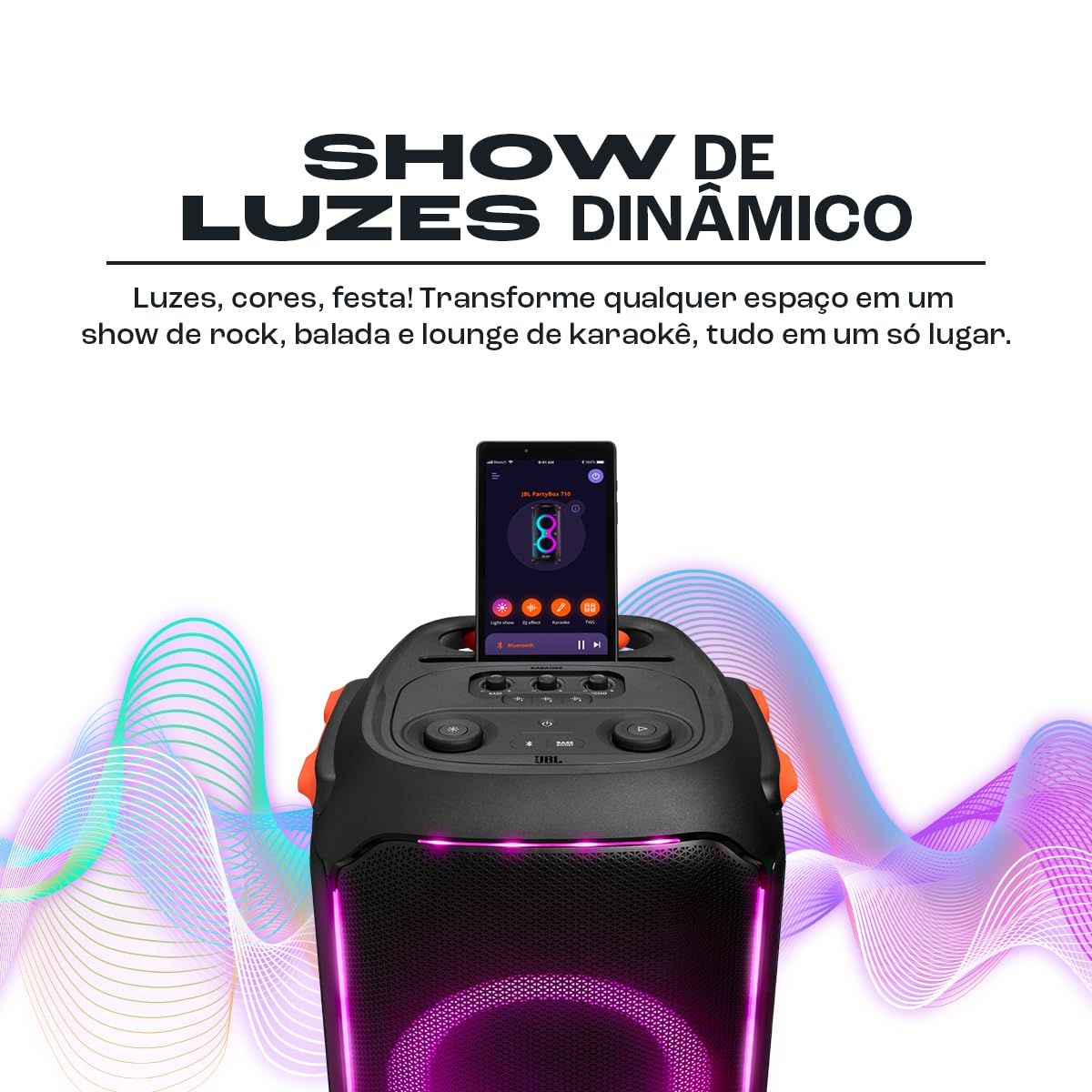 JBL PartyBox 710 - Caixa de Som Bluetooth, 800 W RMS, luzes