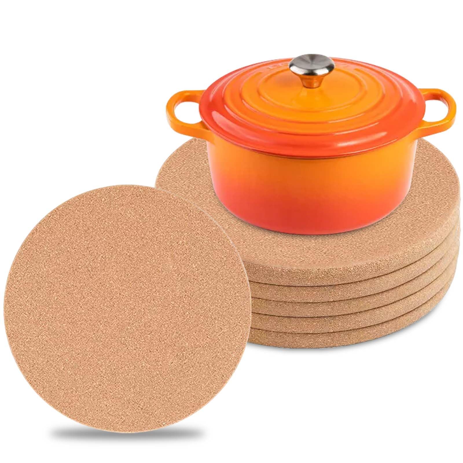 Lot De 6 Dessous De Plat En Liège Ronds - 19x24 Cm - Épais, Absorbants - Pour Casseroles, Verres, Protection Table