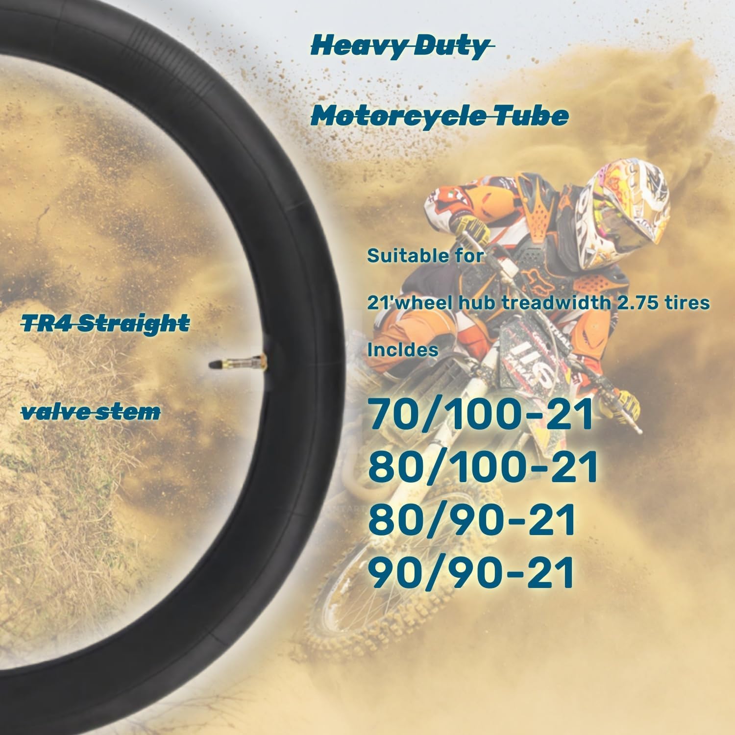 2.75/3.00-21" Motorcycle Inner Tube+2.75x19 2.50-19 3.00-19 Heavy Duty Dirt Bike Inner Tubes