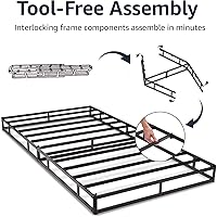 Vista 4 de Yaxa Basics Smart Box Spring Bed Base, 9-Inch Height Sturdy Mattress Foundation, Strong Metal Support, Tool-Free Easy Assembly, King, 79" L x
