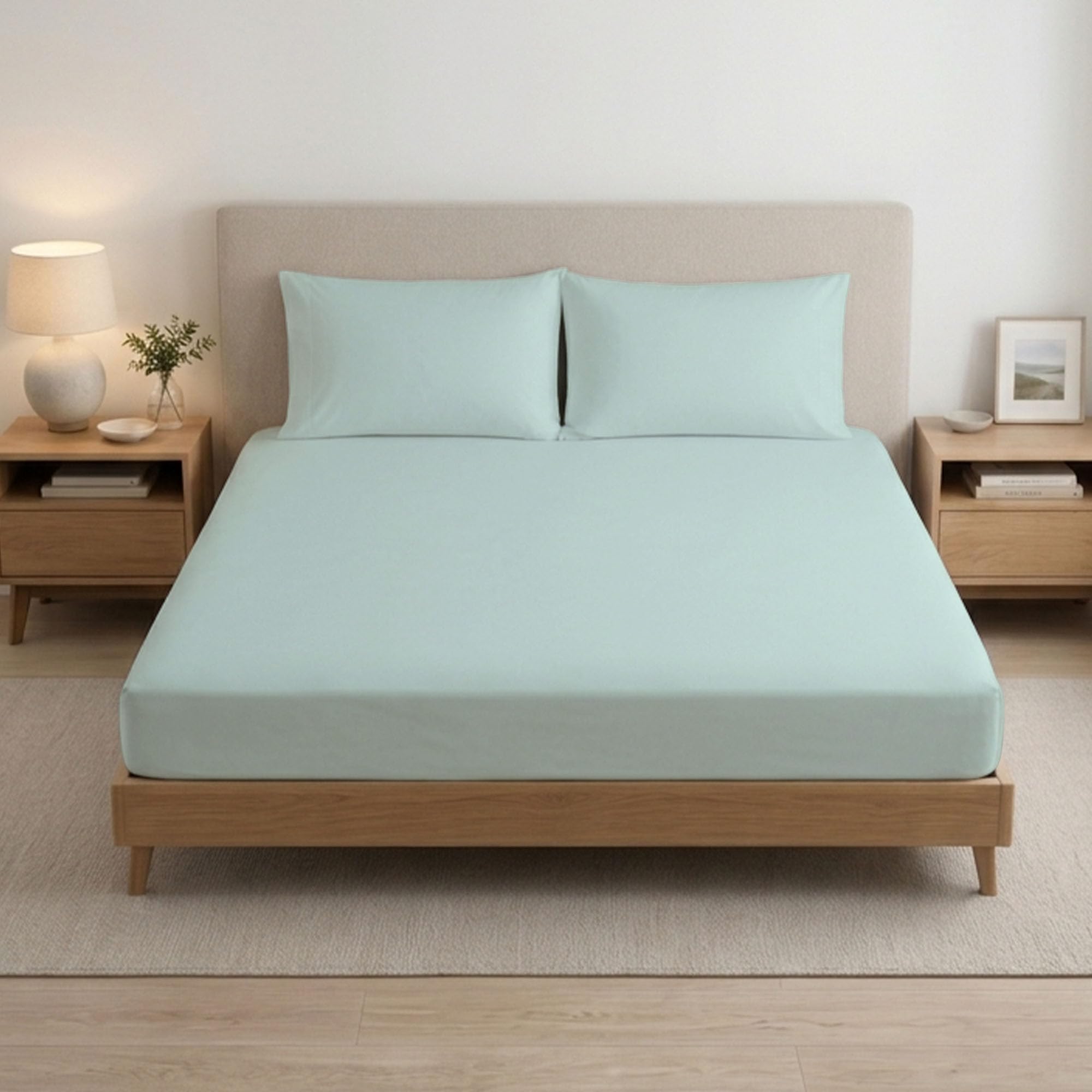 Reliancebedding Duck Egg Double Fitted Sheet 100% Egyptian Cotton 400Tc – 25Cm Deep Pocket