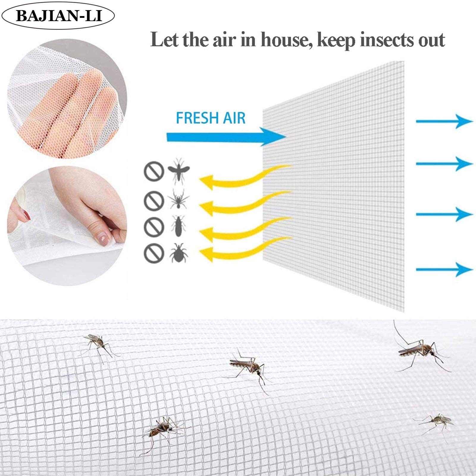 Moustiquaire Fenêtre Magnétique, Rideau de Fenêtre pour Prévenir Moustiques et Insectes, Fermeture Automatique Adsorption Magnétique, pour FenêTres ou Porte-White-a|| 70x84inch(180x215cm)