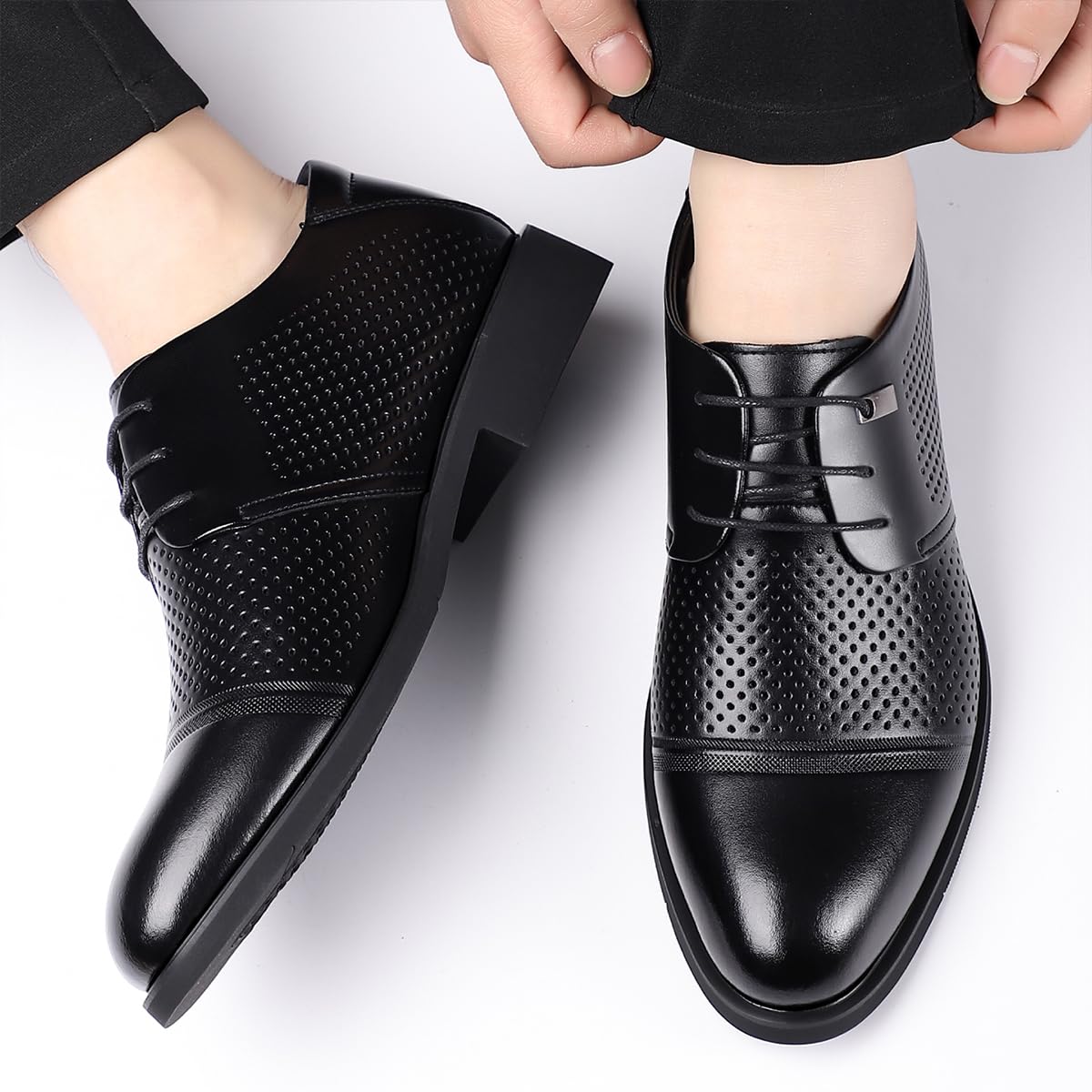 Scarpe Oxford Eleganti da Uomo Scarpe da Cerimonia in Pelle Punta affilata, comode, Antiscivolo, per Business Feste e Matrimoni