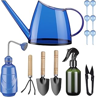 Indoor Plant Watering Can Set, 13 Pcs Garden Set with 47 oz Long Spout Can, Spray Mister, Squeeze Bottle, 6 Self Watering Globes, Gardening Tools & Pruning Scissors for Plants(Blue)