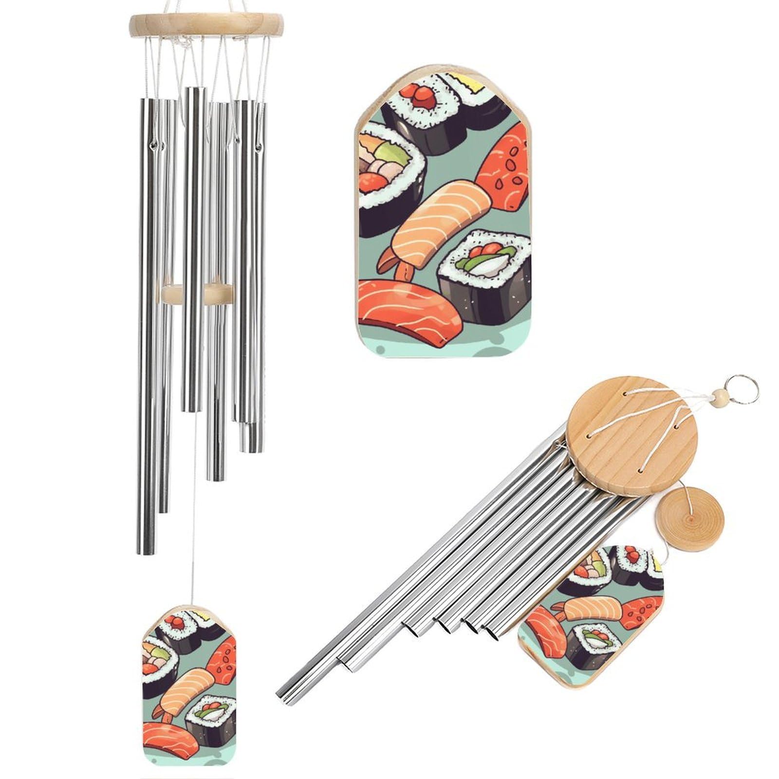 Sushi Wind Chimes, Soothing Melodic Memorial Windchimes Soothing Melody Wind Chime Handcrafted Hanging Decoration for Home Garden Balcony Courtyard Decor