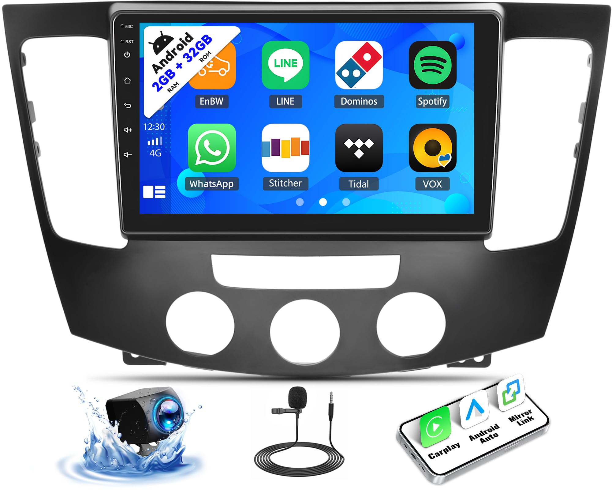 2+32G Android Car Stereo for Hyundai Sonata NF 2009 2010 with Apple Carplay Android Auto Mirror Link Change Theme 9 inch Touchscreen FM RDS HiFi