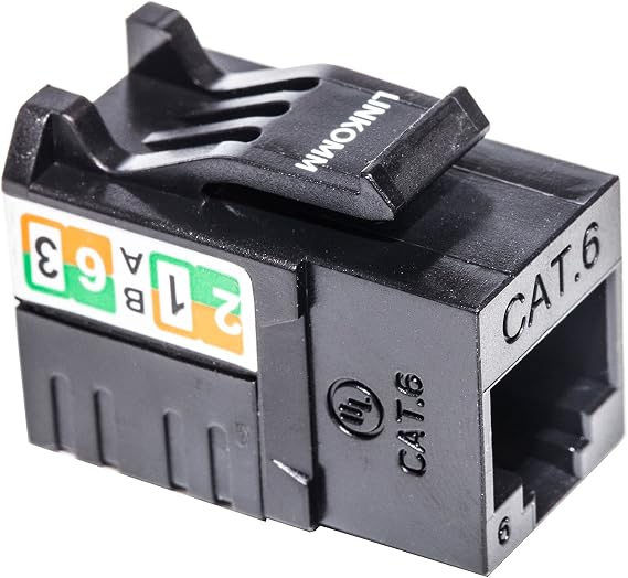 10-Pack RJ45 Cat6 Slim Profile UTP Unshielded Keystone Jack (Black)