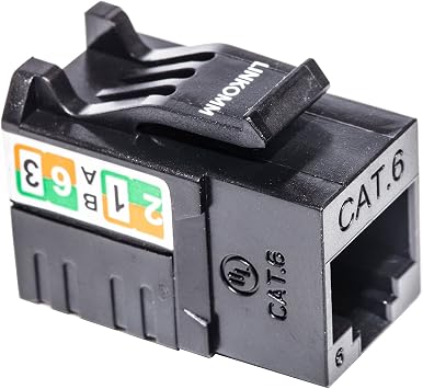10-Pack RJ45 Cat6 Slim Profile UTP Unshielded Keystone Jack (Black)