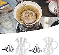 Vista 5 de Cafetera de vidrio de 13.5fl oz, cafetera para verter sobre la cafetera con filtro de malla de acero inoxidable reutilizable (A)