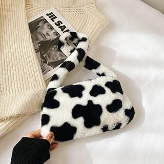 Facynde Borsa a Tracolla pelosa - Borse morbide alla Moda in Peluche con Motivo a Mucca zebrata Leopardata, Borse Casual Borsa Tote Femminile per Donne Ragazze