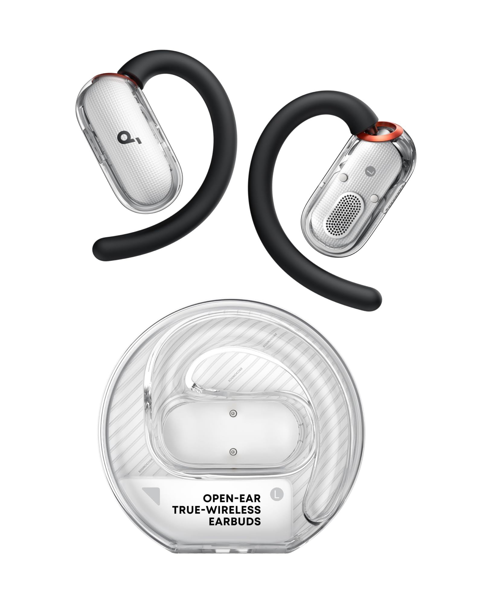 soundcore V40i by Anker, Open-Ear Earbuds, Clear Design, Lidless Case, 4 Adjustable Positions for Every Ear Size, Richer Bass, IP55, 21H Playtime, AI Clear Calls, Bluetooth 5.4, App Control
