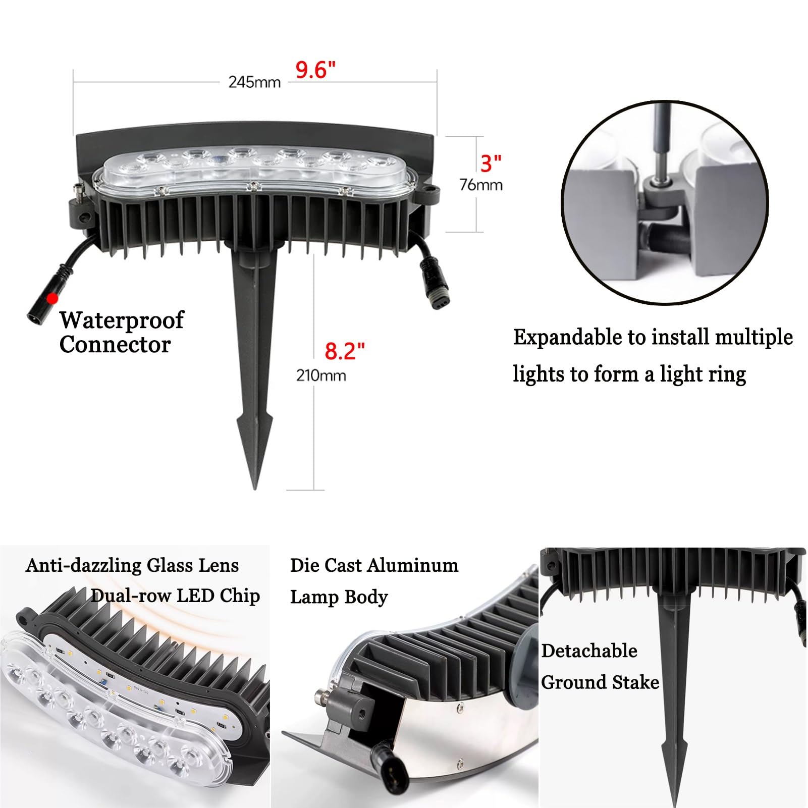 Luz De Anillo De Árbol LED De 24 V CC Con Transformador, Iluminación De Árboles Al Aire Libre A Prueba De Agua IP65, Foco De Bajo Voltaje Para Luz De Paisaje(Cool White,7 lights)