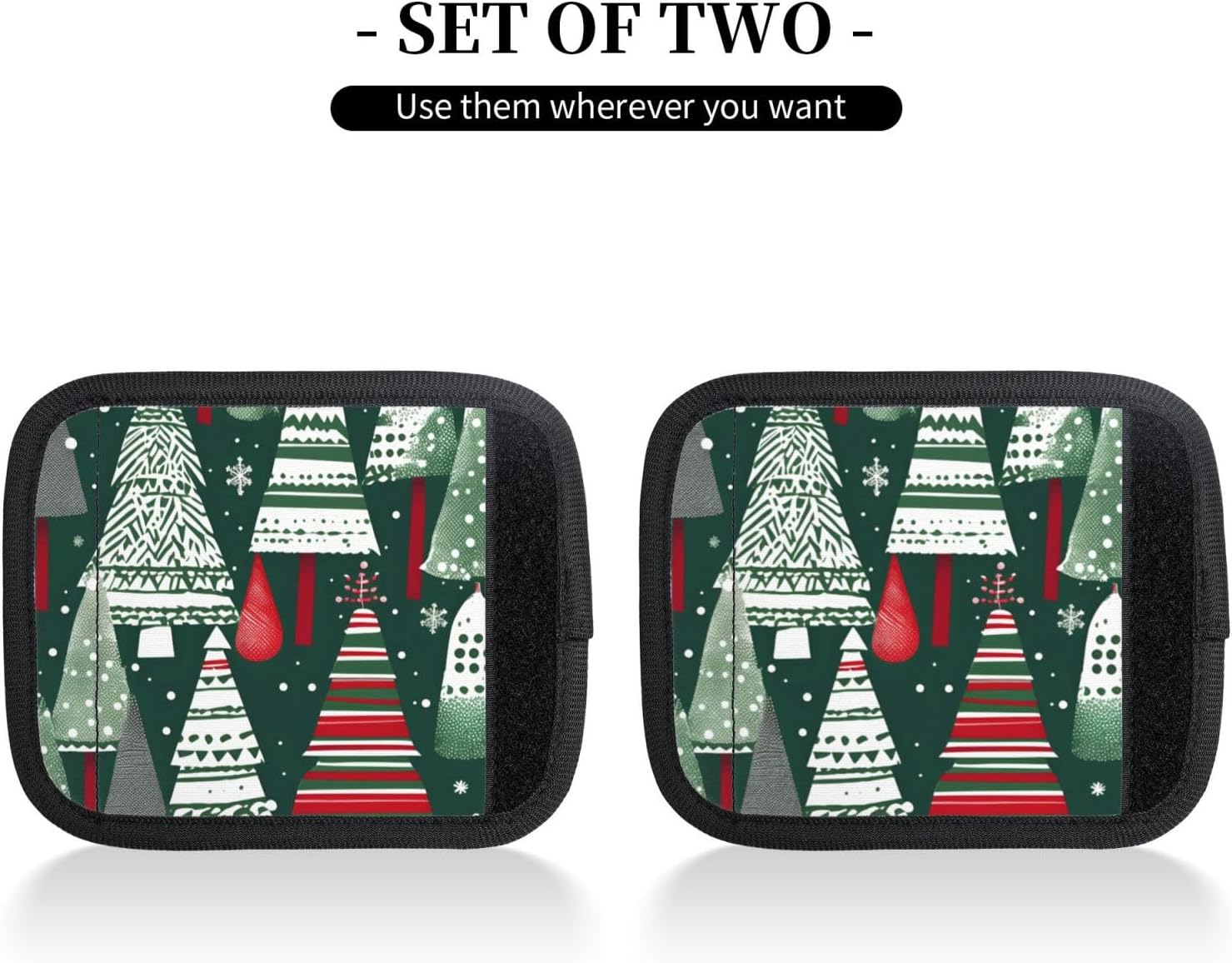 Christmas Trees Print Luggage Handle Wraps Luggage Identifiers Soft Neoprene Luggage Handle Wraps for Suitcase Trolley Handle Grip Cover 2 Pack Luggage Tags