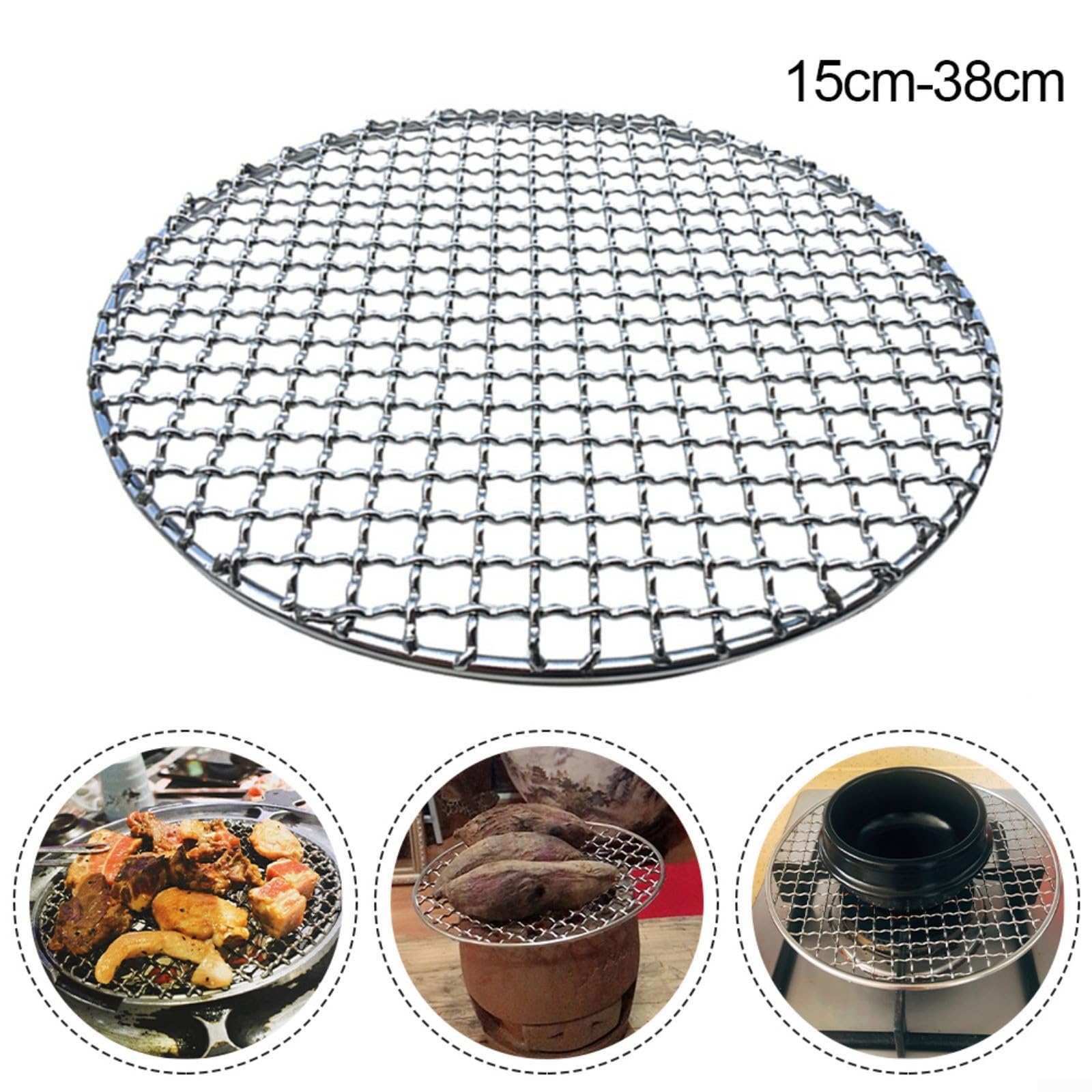 Artykuły do ​​pieczenia, Siatka do grilla ze stali nierdzewnej, metalowa siatka krzyżowa, odpowiednia do grillowania płyt i patelni, gotowania na parze(380MM)