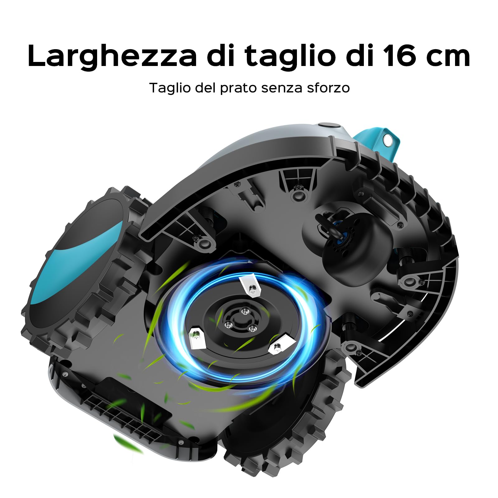YARDCARE V100 Robot Tagliaerba senza Filo Perimetrale con Navigazione Visiva AI, senza RTK, Nessuna Perdita di Segnale, 150 Ostacoli, con Strisciamagnetica, Lame di Ricambio, Adatto a Piccoli Giardini