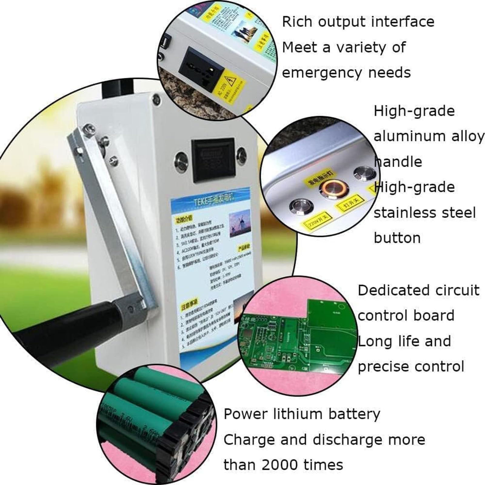 150w 220v Generatore a manovella da Stazione di Alimentazione Portatile con generatori di Alimentazione Mobile,con Usb/Ac220v/12v Presa, con Batteria