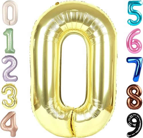 Vista 294 de Globos de números 0 de 40 pulgadas, globos negros de números para números 10, 20, 30, 40, 50, 60, 70, 80, 90, 100, globos de números 10, 20, 30, 40