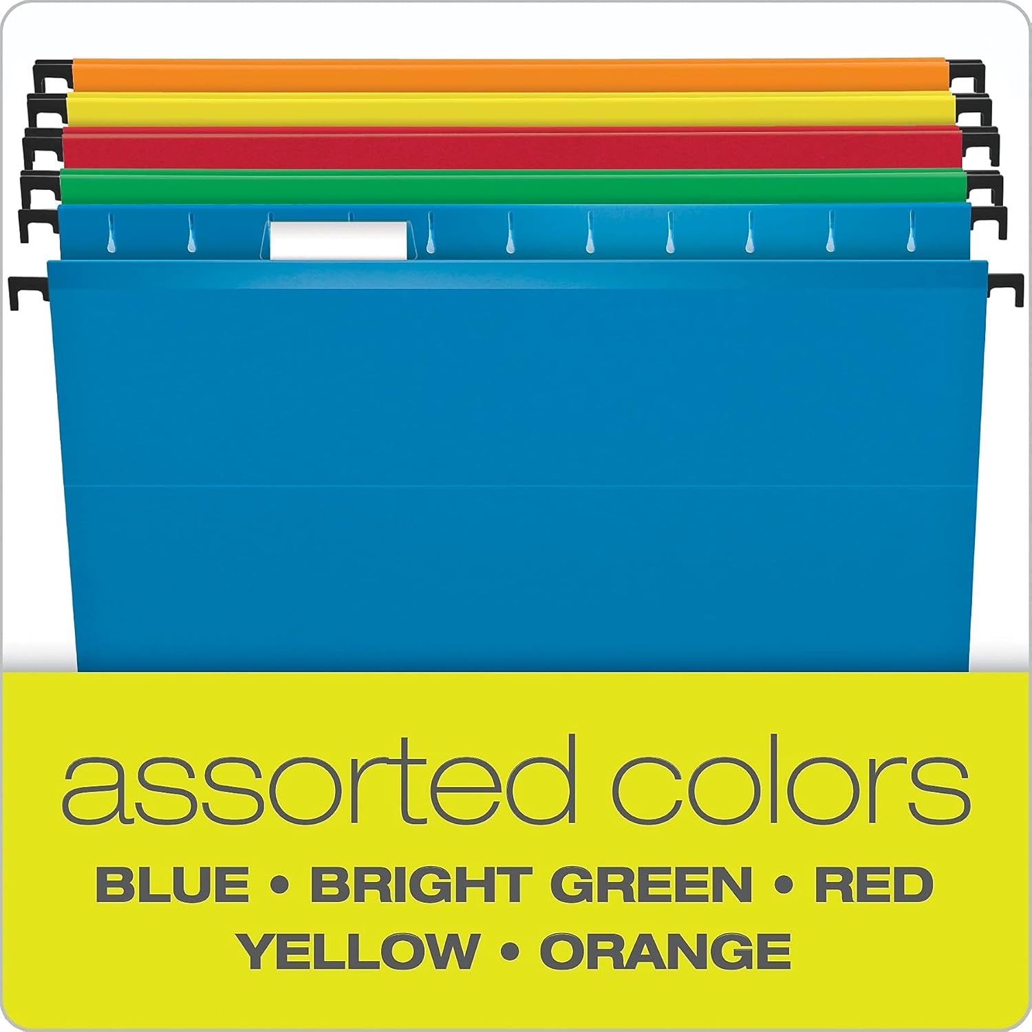 Pendaflex SureHook Reinforced Hanging Folders, Legal Size, Assorted Colors, 1/5 Cut, 20/BX (6153 1/5 Asst)