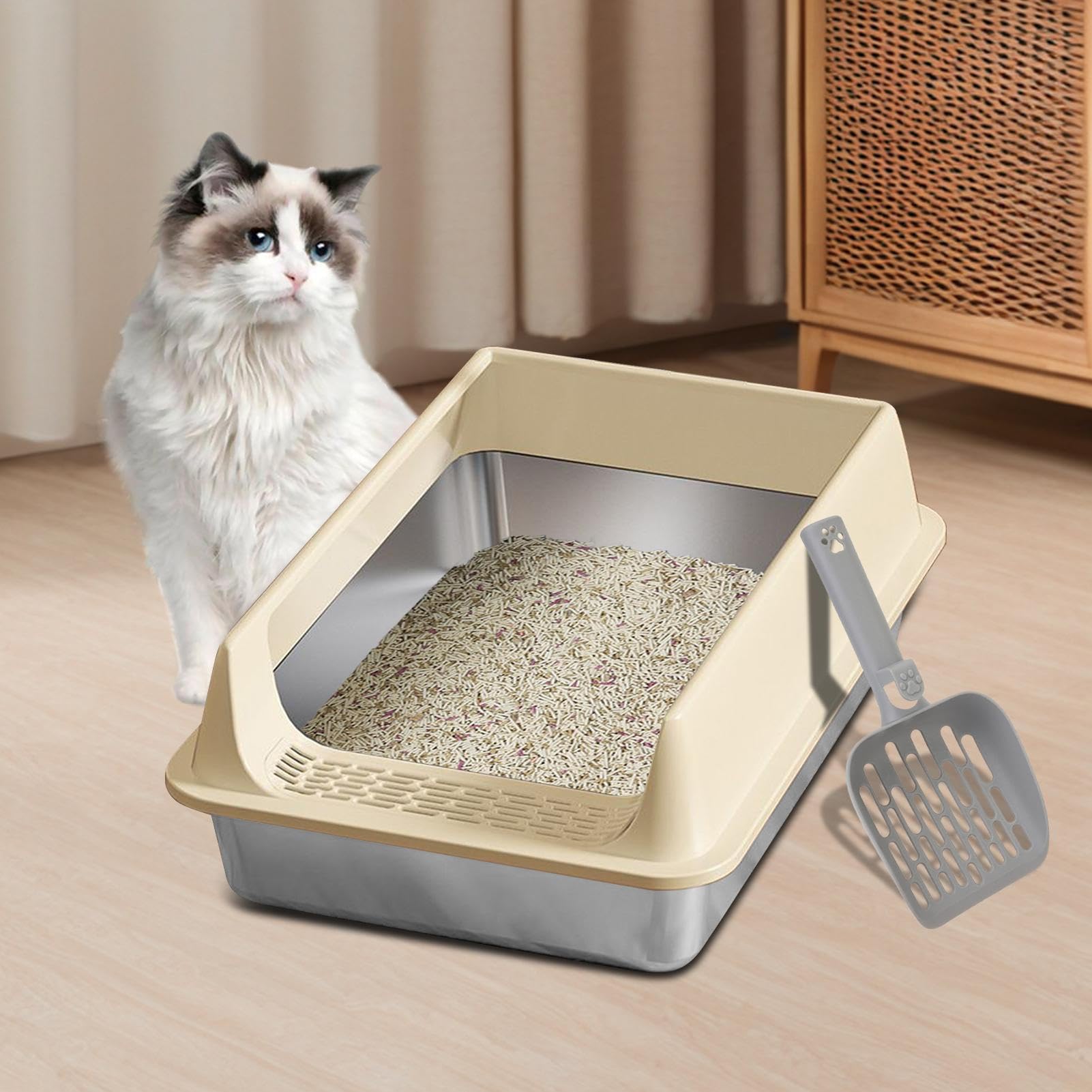 Lettiere per Gatti di Animali Domestici Antiaderenti Facili da Pulire | Lettiera Cuccioli con Pareti Alte e Animali Domestici Piccoli Grandi Appartamento