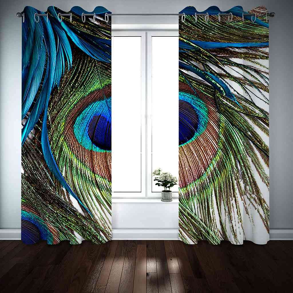 Zasłona zaciemniająca salon przyciemnianie izolowane termicznie kolorowe pawie pióra redukcja szumów zasłony 170 x 200 cm dla chłopców dziewcząt pokój dzieci sypialnia okno elegancka dekoracja pokoju 2 panele