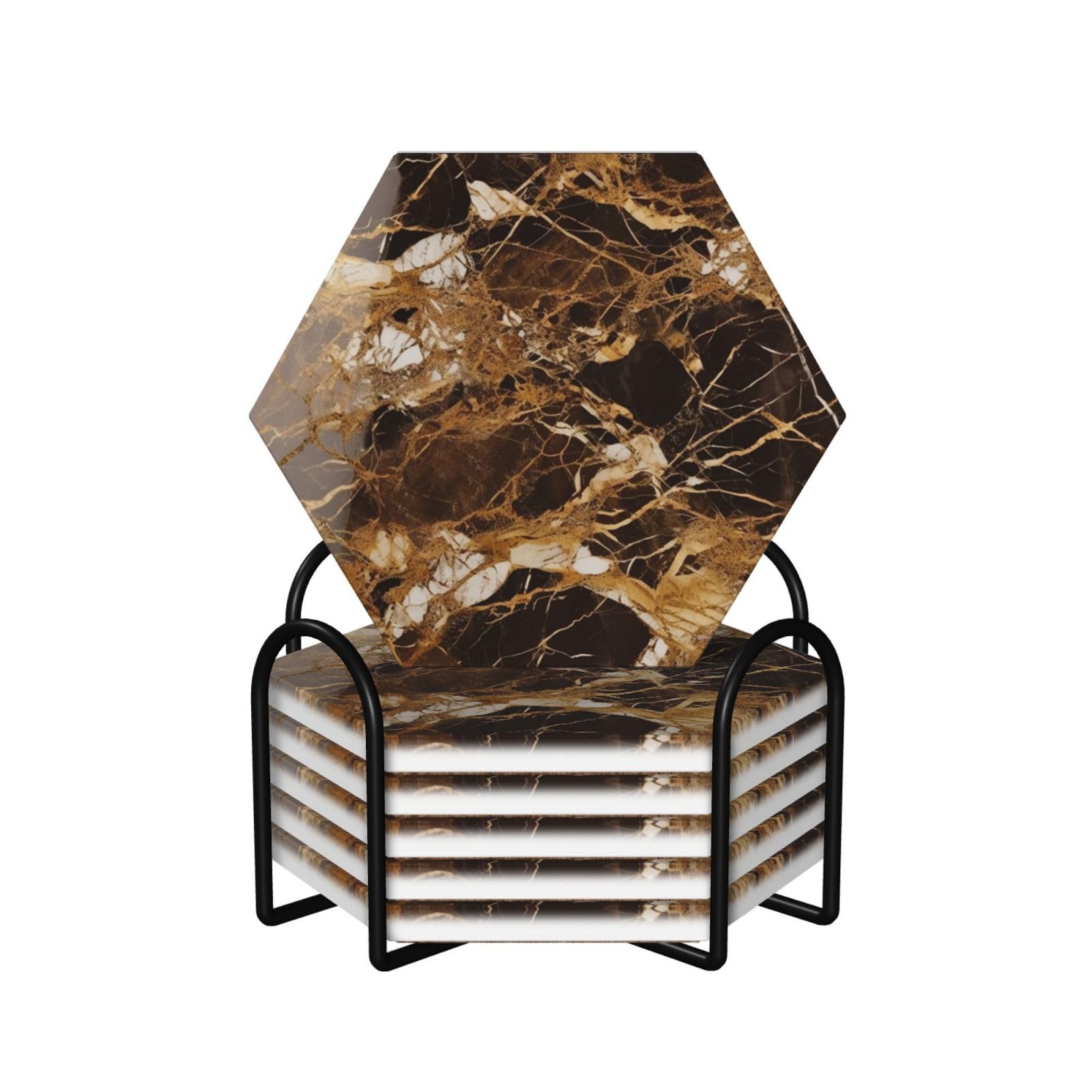 Dessous de verre en marbre doré chic en céramique absorbante pour table