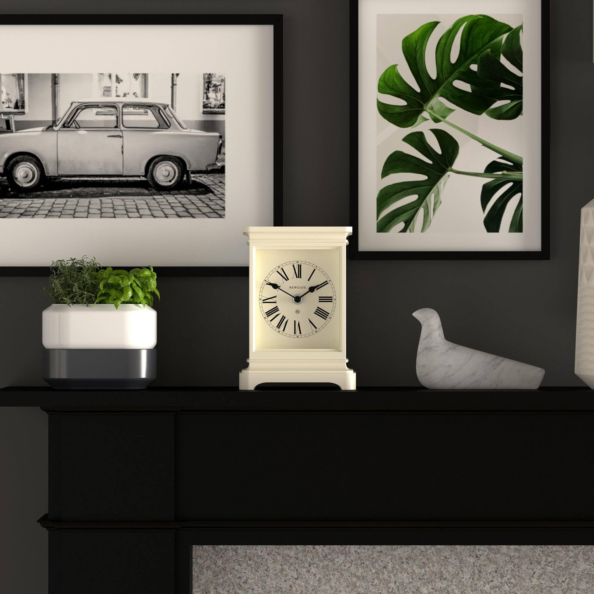 NEWGATE® Time Lord Kaminsimsuhr | Klassisches wagenuhr-Design | Helle Creme | Römische Zahlen | Zeitgenössischer klassischer Stil für Schreibtisch, tischplatte, Regal oder nachttisch