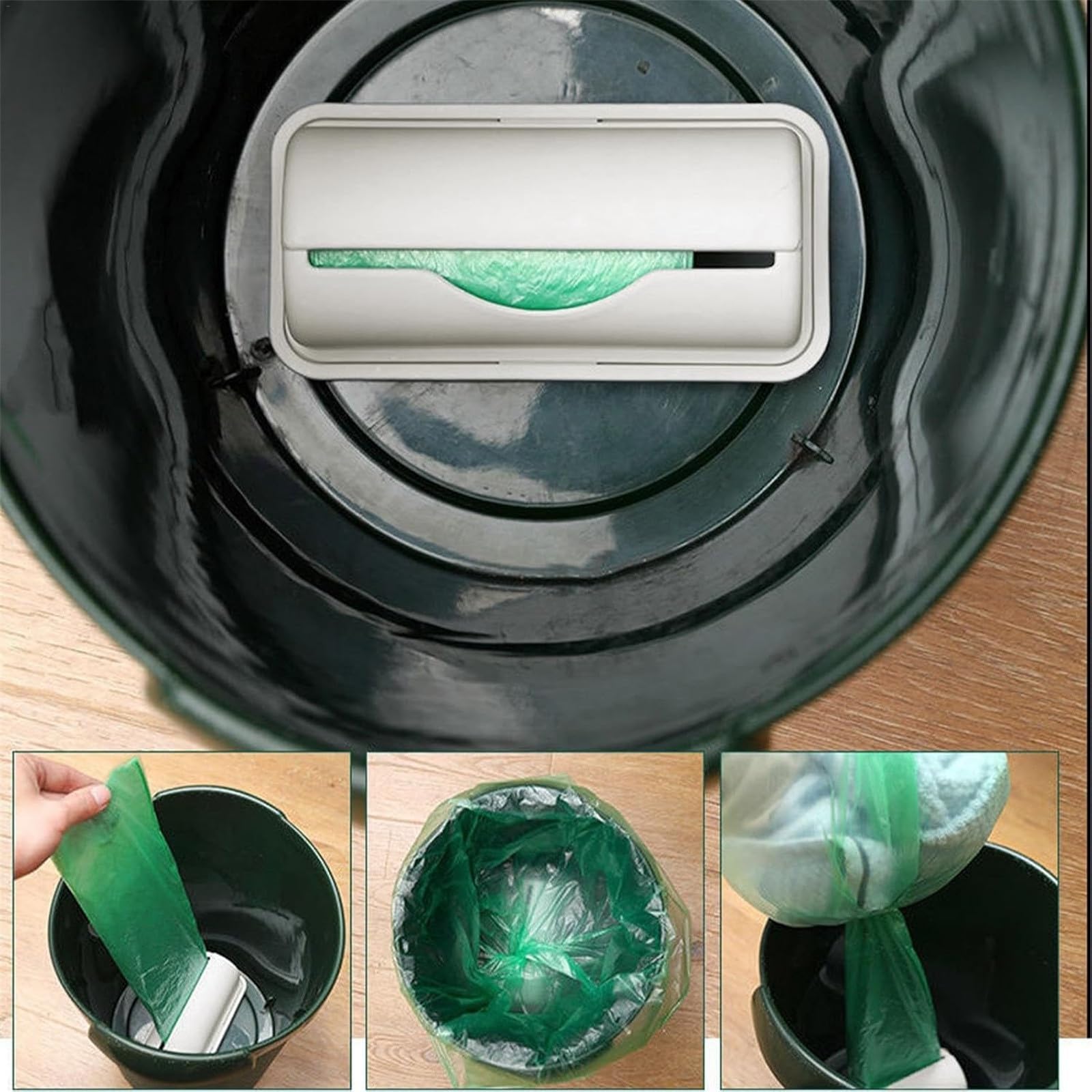Trash Can Liner Dispenser & Storage Organizer - Wall Mounted Bag Holder With No Drill Installation