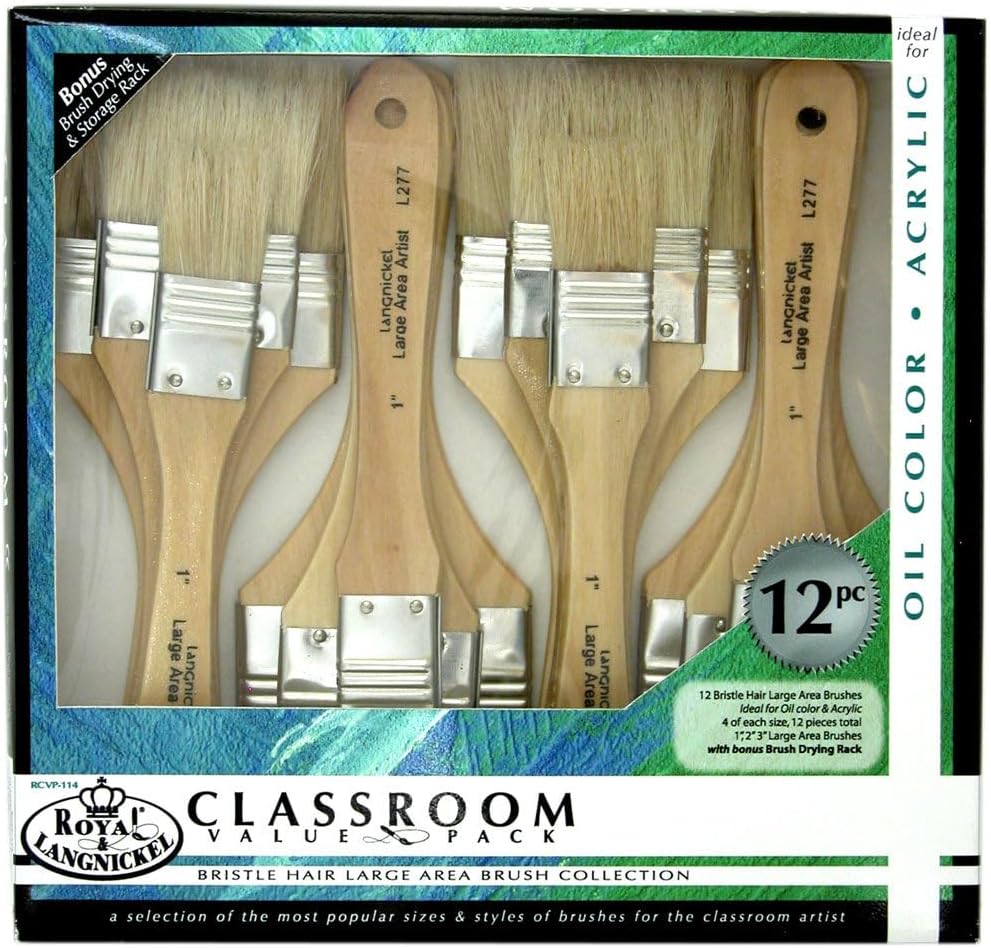 Royal and Langnickel Bristle Large Area Brush Set (Pack of 12)