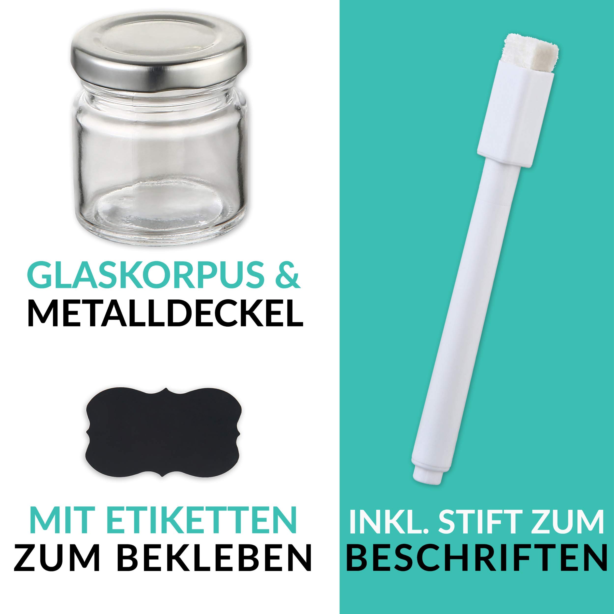 KADAX Inmaakpotten, met schroefdeksel, 235 ml, diameter 82, kleine jampotten met deksel, luchtdichte potten om cadeau te geven, schroefpotten, 50 stuks