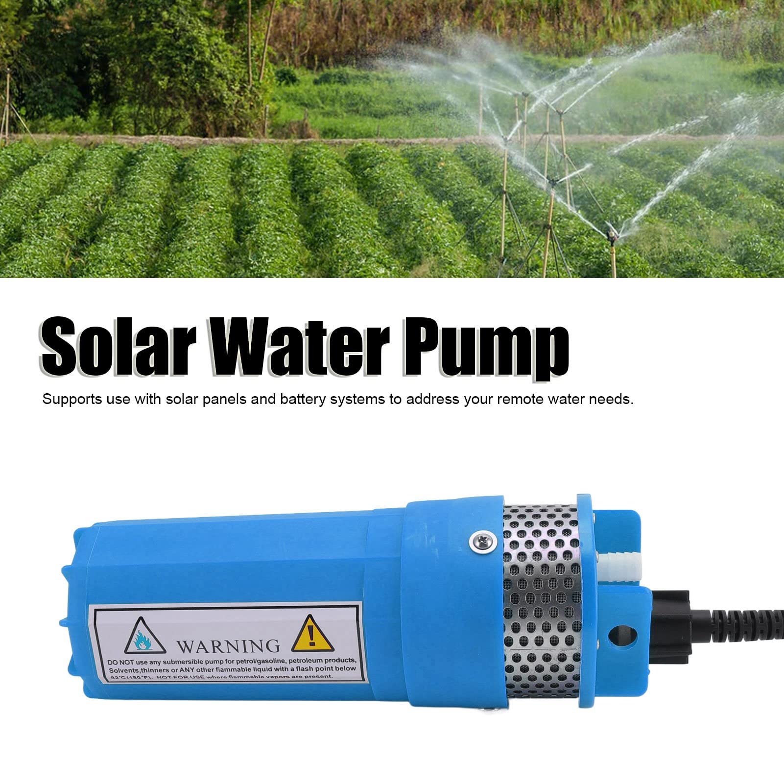 Hidyliu Bomba de Agua de Pozo Solar de 6.5L Bomba Sumergible de Energía Solar de Alta Potencia de 12 V CC para Estanque de Riego Necesidades de Agua Remotas (Azul)