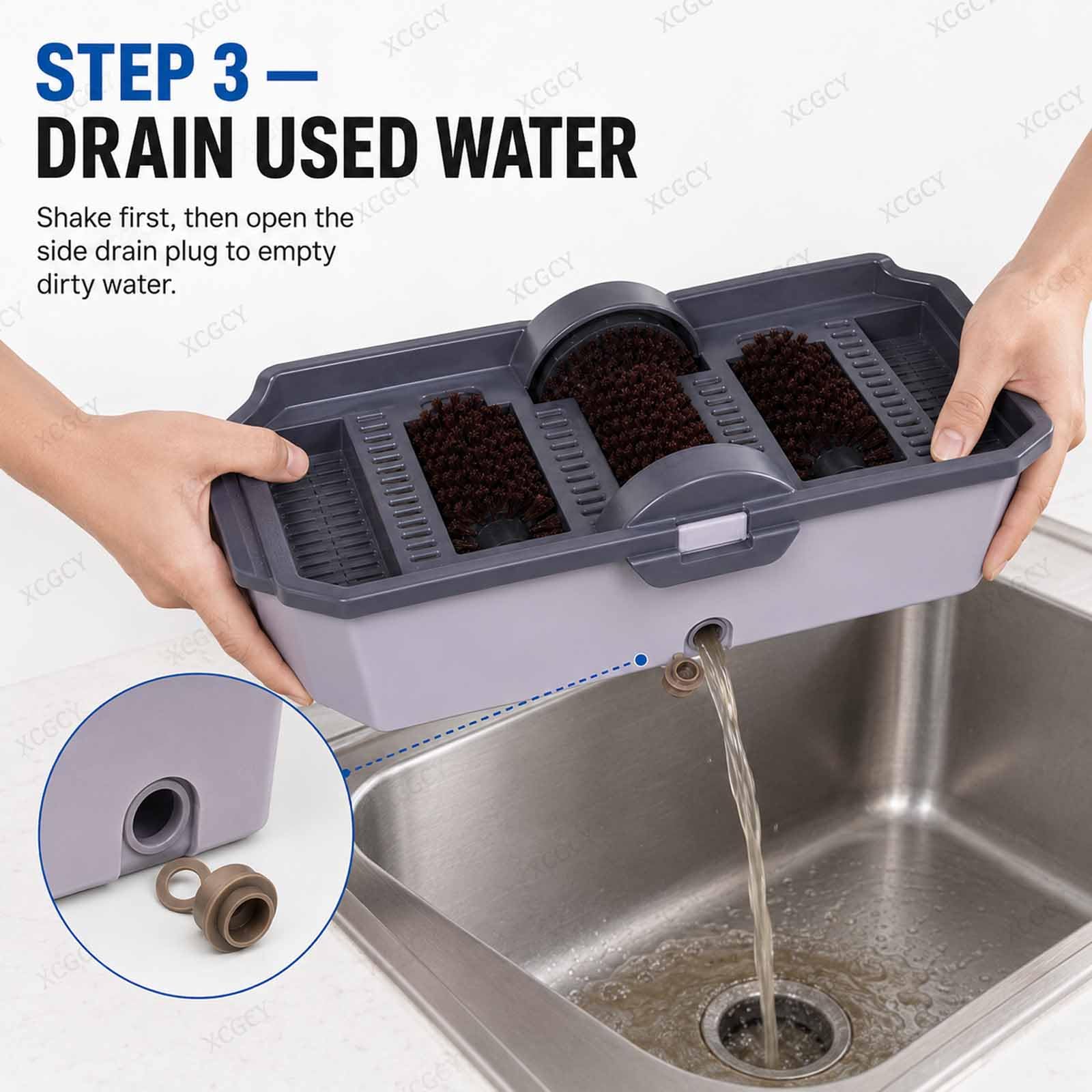 Limpiador De Calzado Antisalpicaduras para Entrada, Máquina De Autolimpieza De Suelas, Fregador De Botas Sin Electricidad, Gran Depósito, Cepillos Desmontables para Hogar Y Oficina