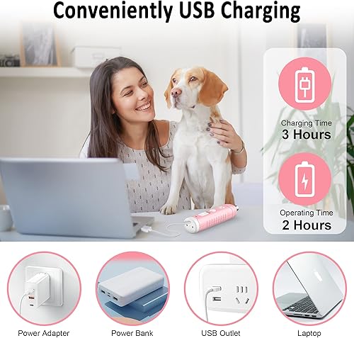 Miniatura 7 de Casfuy Molinillo de uñas para perros con 2 luces LED para perros grandes, medianos y pequeños, 3 veces más potente, recortador de uñas eléctrico de