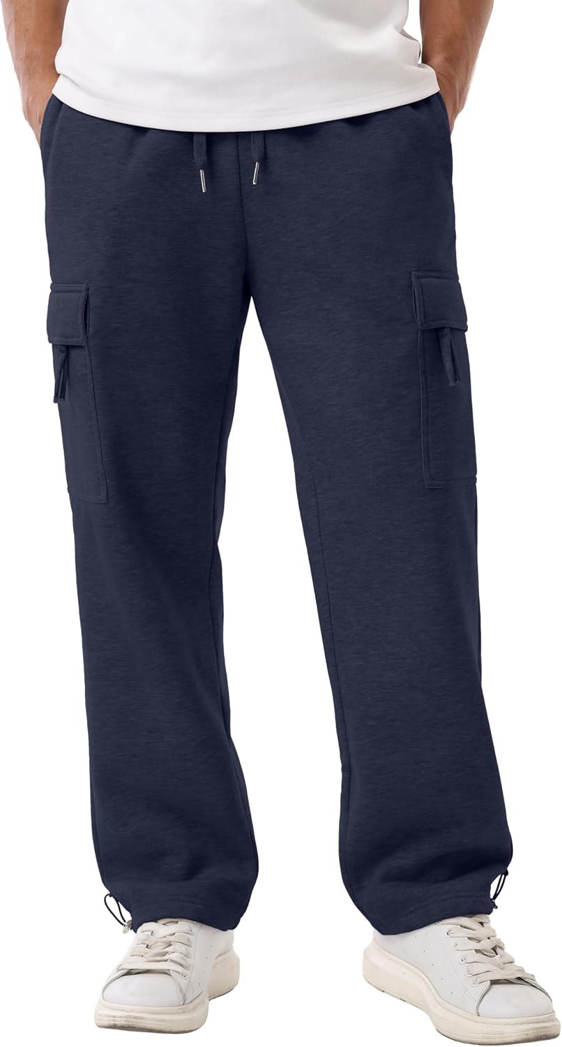 Sailwind Men's Fleece Cargo Sweatpants Casual Loose Fit Heavyweight Pants with Pockets - Image 6