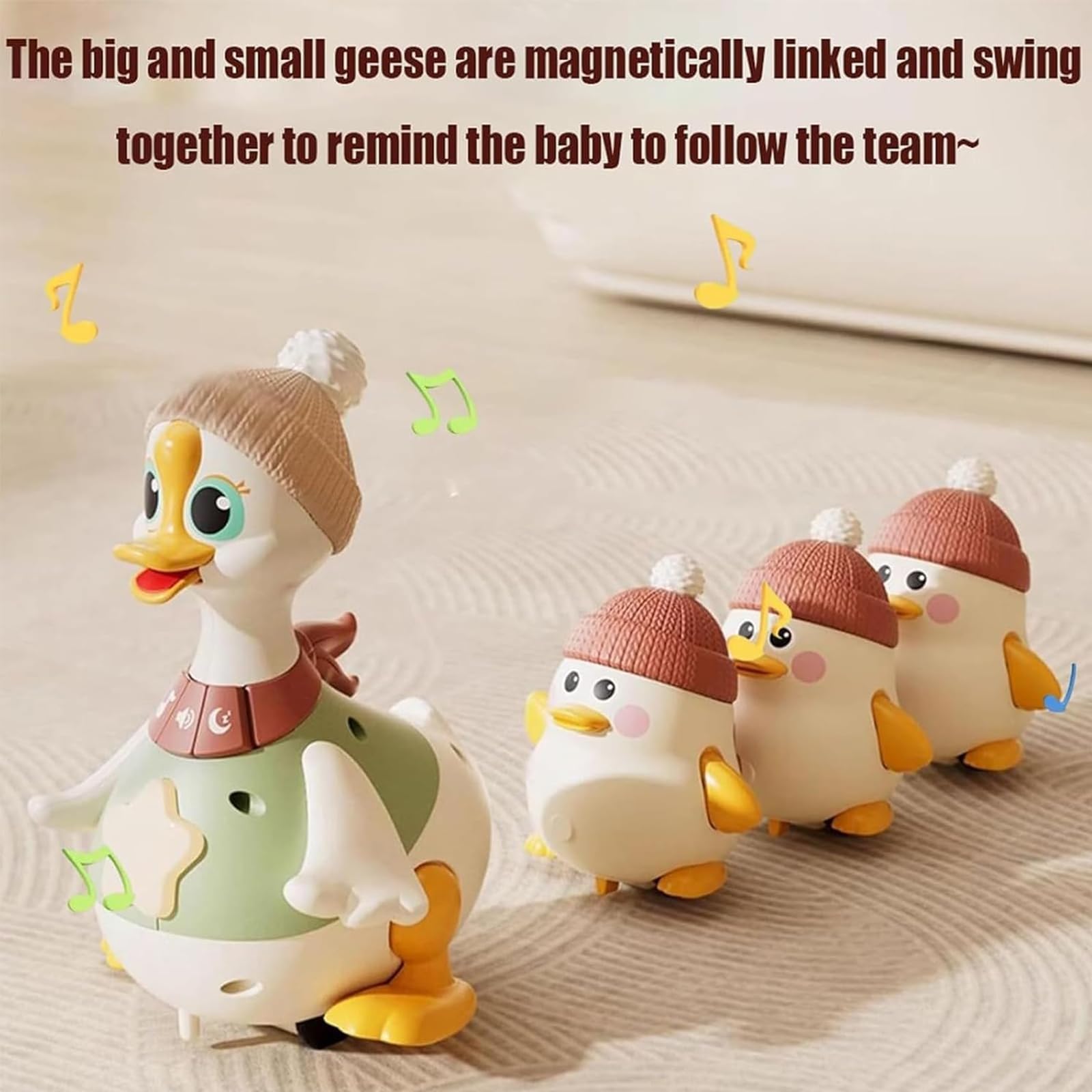 Juguete familiar de pato para jugar con la barriga, juguete para gatear iluminado, juguete para bebé de la familia de patos, juguete para gatear que se balancea con luz, adecuado para niños y niñas de