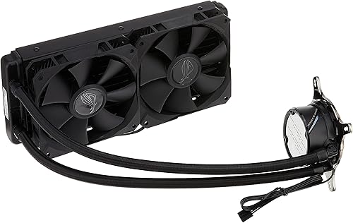 ASUS ROG Strix LC 240 RGB AIO - Enfriador líquido de CPU de 9.449 in, ventiladores PWM duales de 4 pines de 4.724 in con controles Fanxpert, soporte