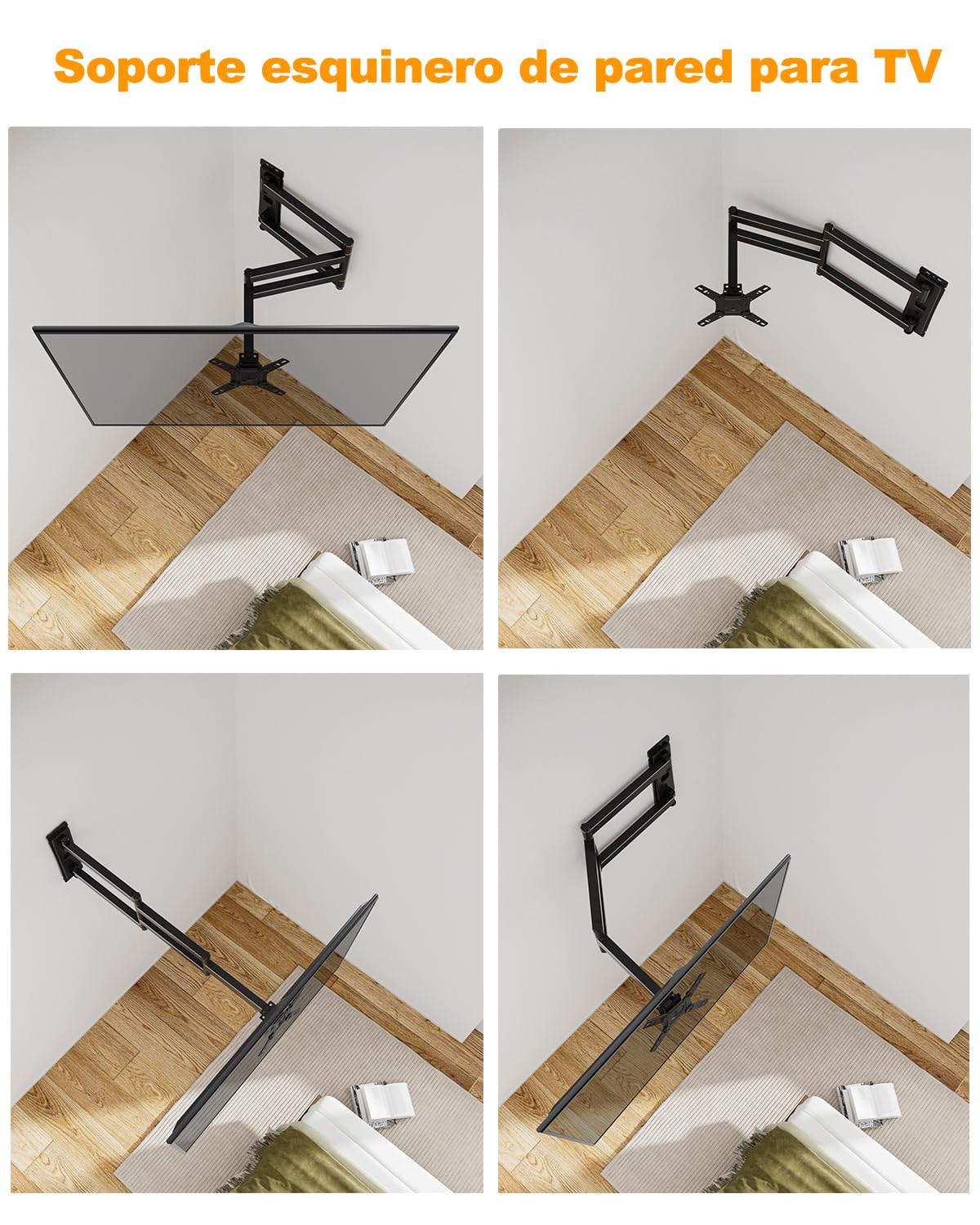 Soporte TV Pared con 1036mm Brazo Articulado para Pantallas Planas y Curvas de 13-43 Pulgadas, Soporte Pared TV Inclinable y Giratorio con 180° Rotación de Movimiento Completo, VESA 200x200mm