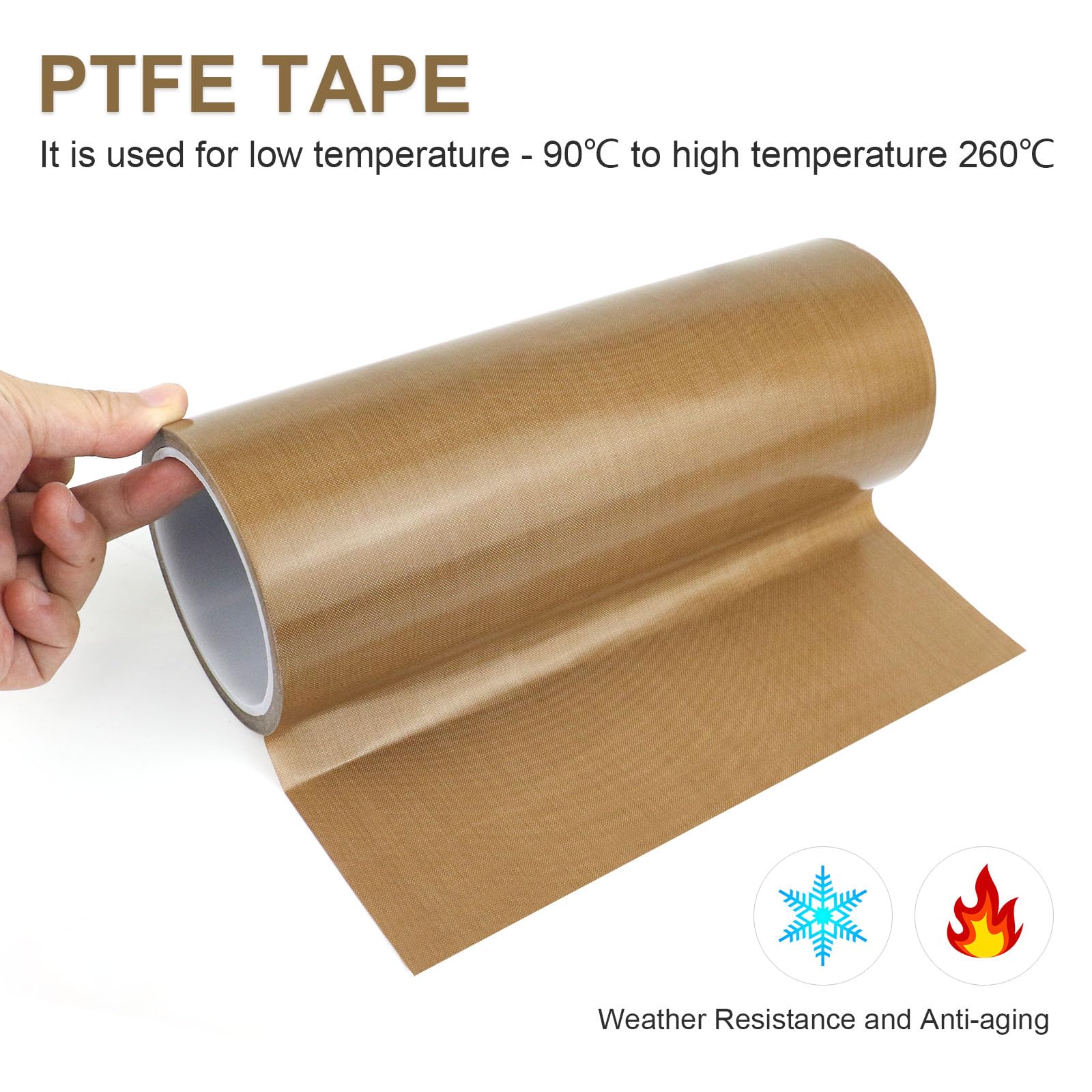 BOMEI PACK Nastro in tessuto di vetro PTFE, 25,4 cm x 10,1 m, ad alta temperatura, resistente all'abrasione, protezione superficiale per macchina sottovuoto