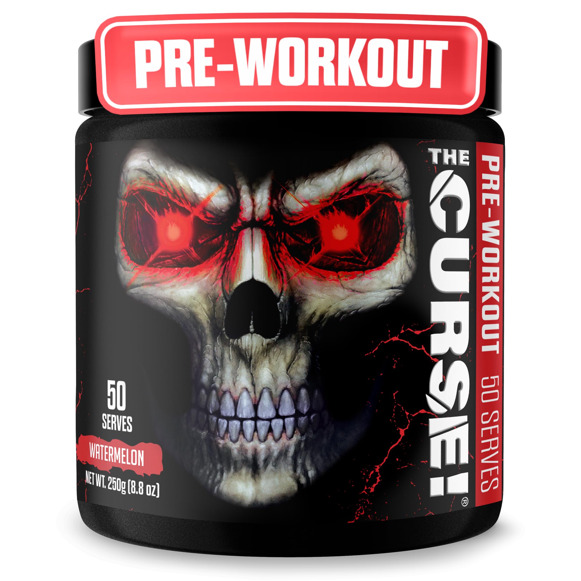 NX Sports The Curse! Pre Workout Supplement - Intense Energy & Focus, Instant Strength Gains, Enhanced Blood Flow - Nitric Oxide Booster with Creatine & Caffeine - Men & Women | Watermelon | 50 Srv