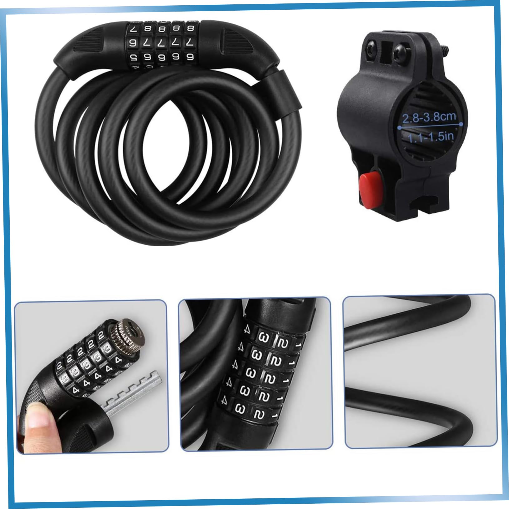 ifundom Lucchetto Catena per Bici Robusto e Durevole Lucchetto Codice Cifre Accessori di Sicurezza per Biciclette