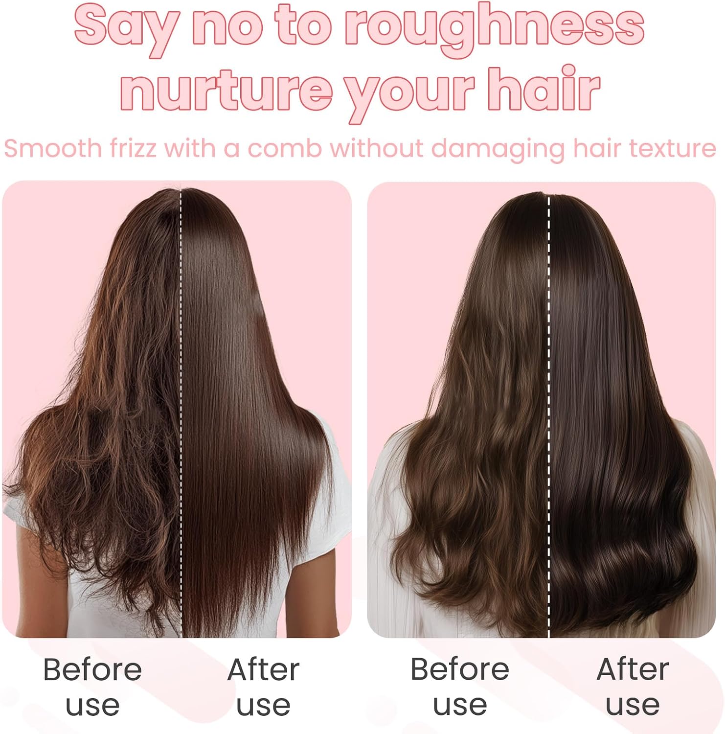 38mm Hair Volumizing Hot Comb, 5 Temperature Settings Ceramic Styling Brush for Straight & Curly Hair, Bangs & Inward Curls, Pink, US Plug