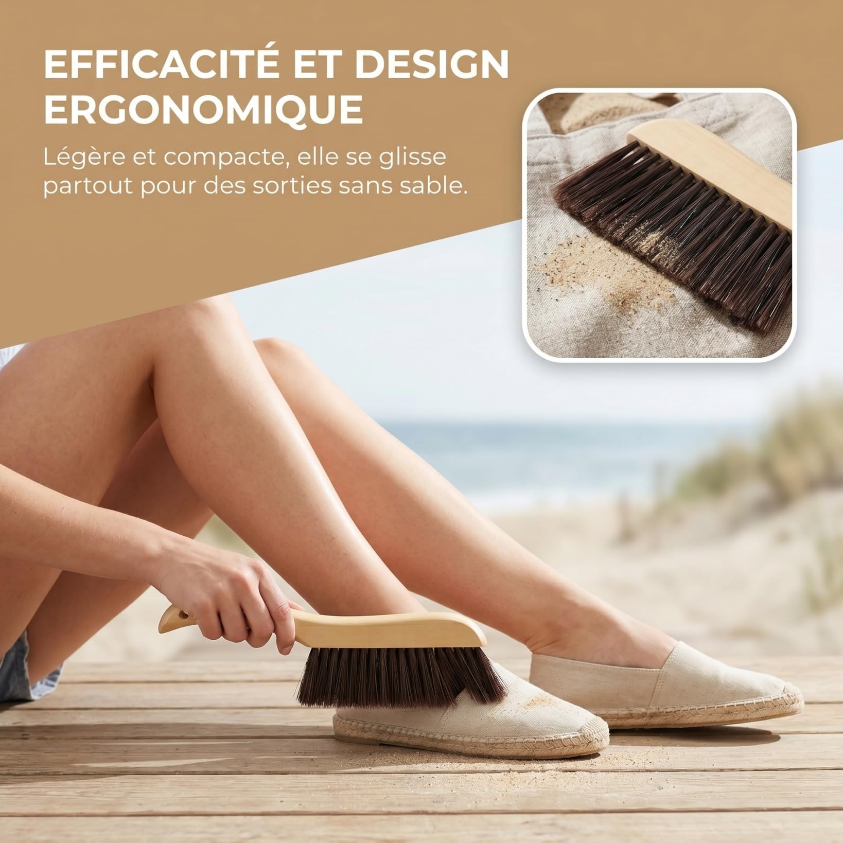 FRCOLOR Brosse de plage portable anti-sable pour chaussures, vêtements et pieds brosse ergonomique compacte