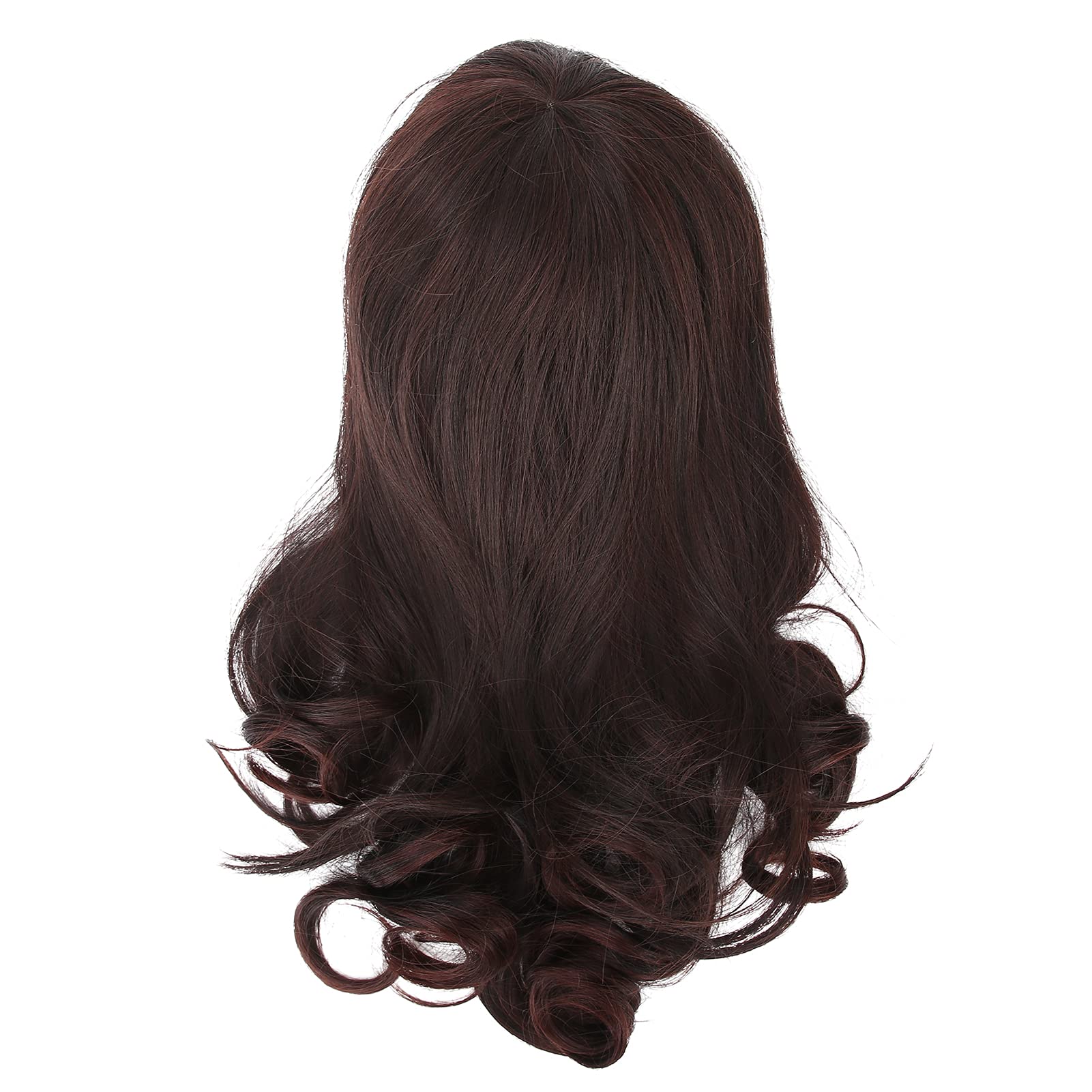Wavy Wig - Brown Long Curly Wavy Wig Heat Resistant Fiber Wigs Women Fashionable Natural Wig Fake Hair Costume Cosplay Wig Halloween Synthetic Wigs for Party Daily Life