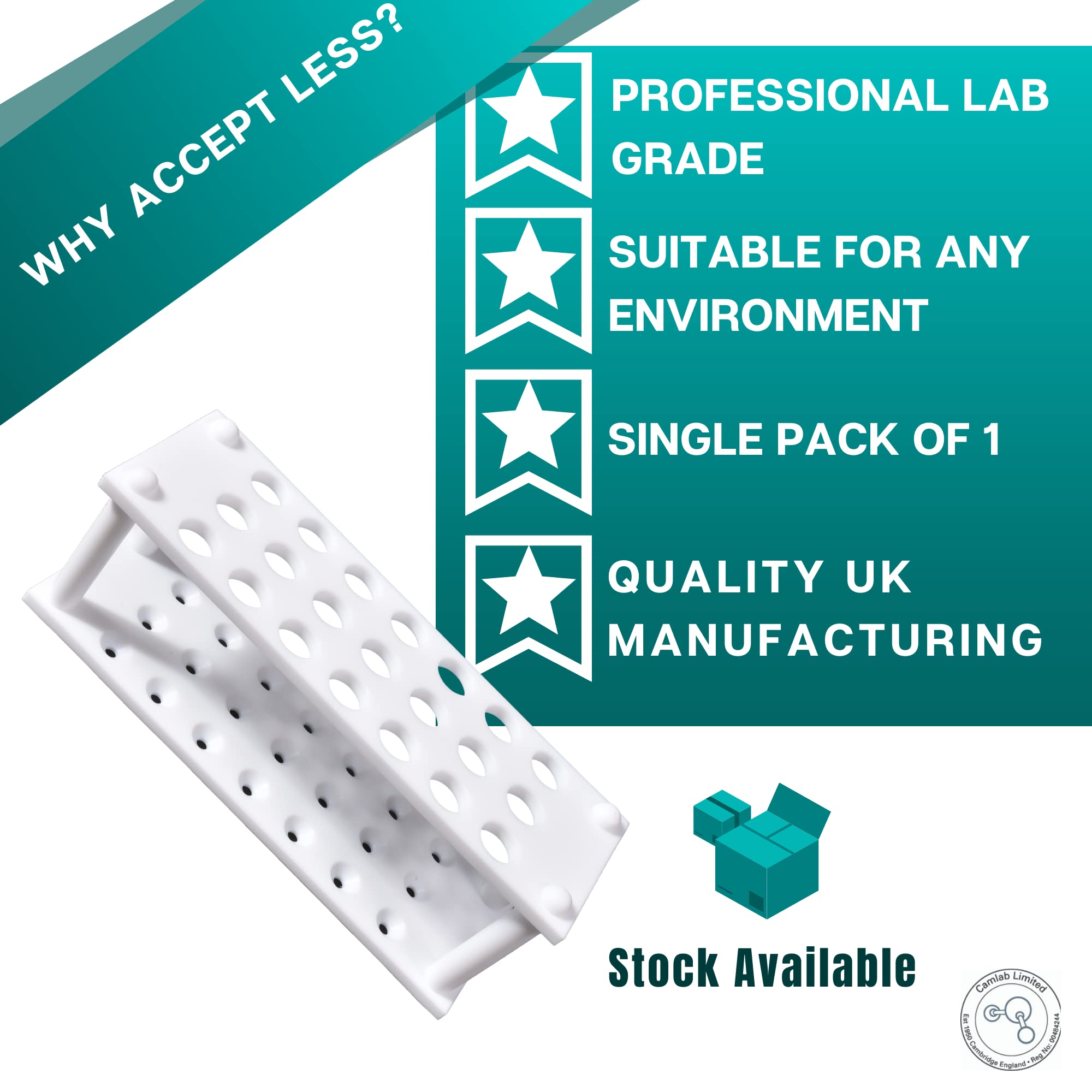Labsales,Estante de PTFE sólido para tubos de centrífuga y tubos de ensayo, varios tamaños y tamaños de tubo disponibles, paquete de 1 (21 tubos – 13 mm de diámetro)
